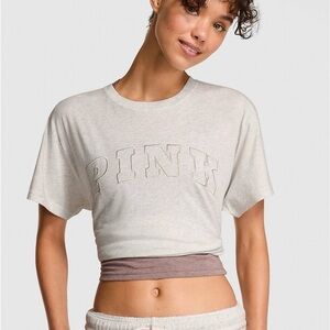 PINK Victoria's Secret Women's Light Gray Tee